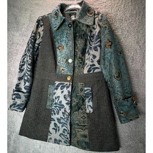 Venus Patchwork Tapestry Jacket Brocade Boho Artwear Textured US 10